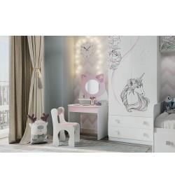 Модульные детскиеКотенок стол розовый со шкафом Фэнтези 2Д белый рамух Mebelsonskladmebeli.kz1